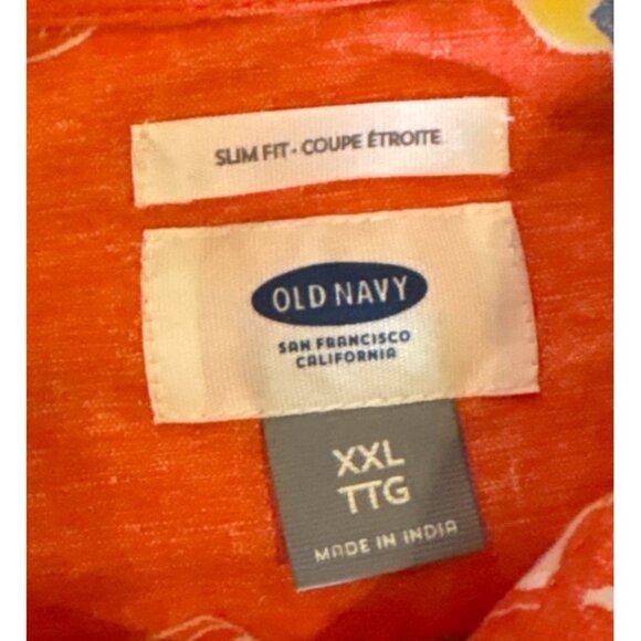 2 Old Navy Mens Slim Fit Floral Short-Sleeve Shirts XXL 100% Cotton Hawaiian - Picture 3 of 15